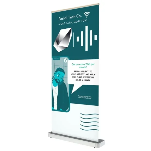 electronic scrolling roll-up stand