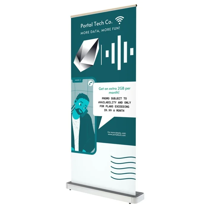 electronic scrolling roll-up stand